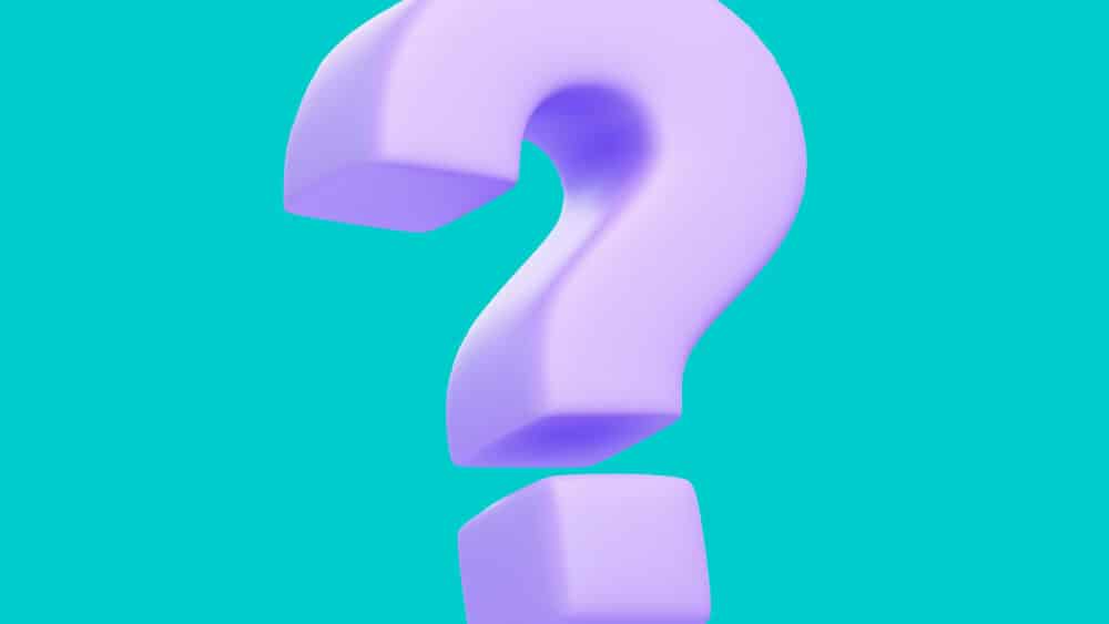 Purple question mark isolated on purple background